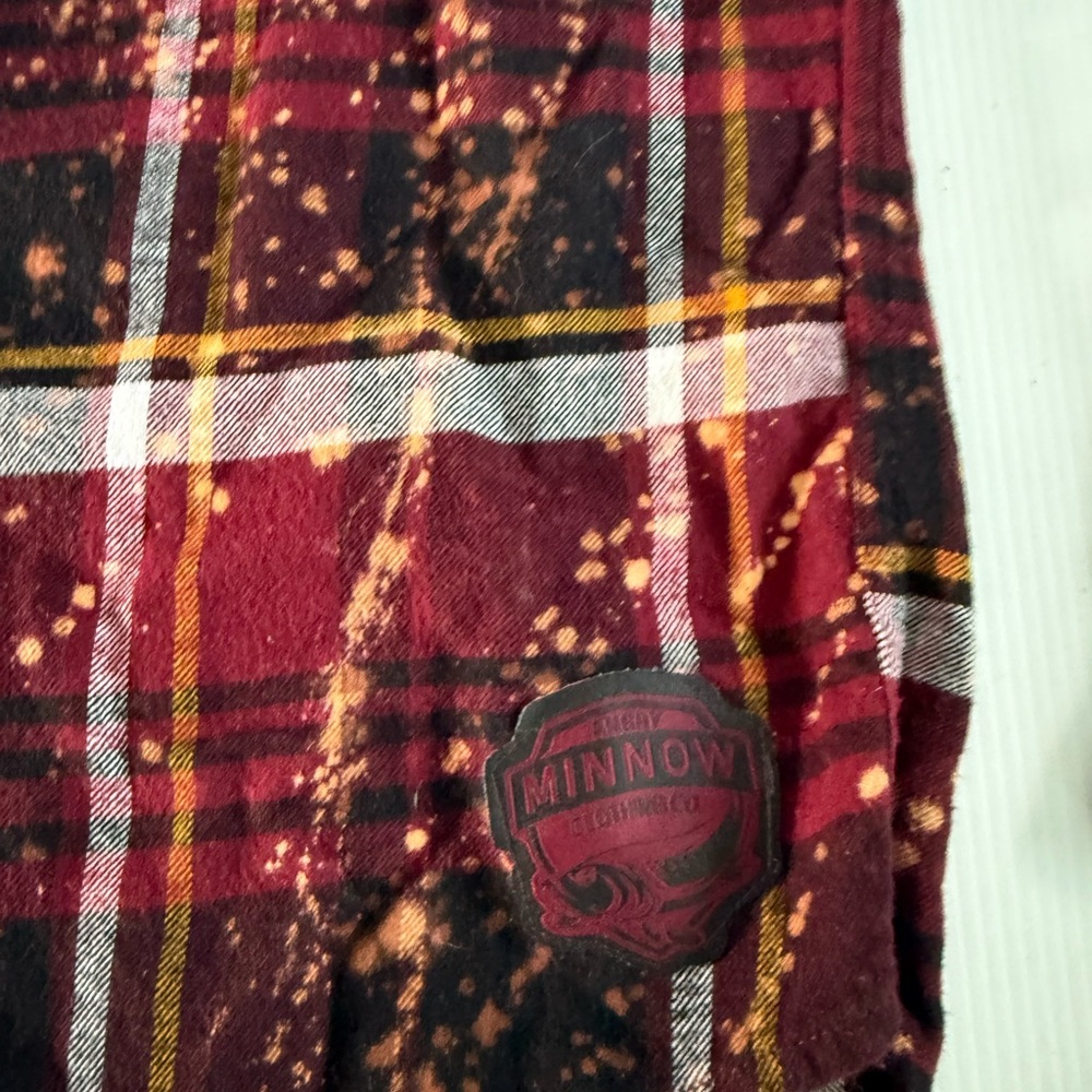 Angry Minnow Oh For Fox Sake Flannel Shirt Mens Small  Red Splatter - Picture 4 of 9